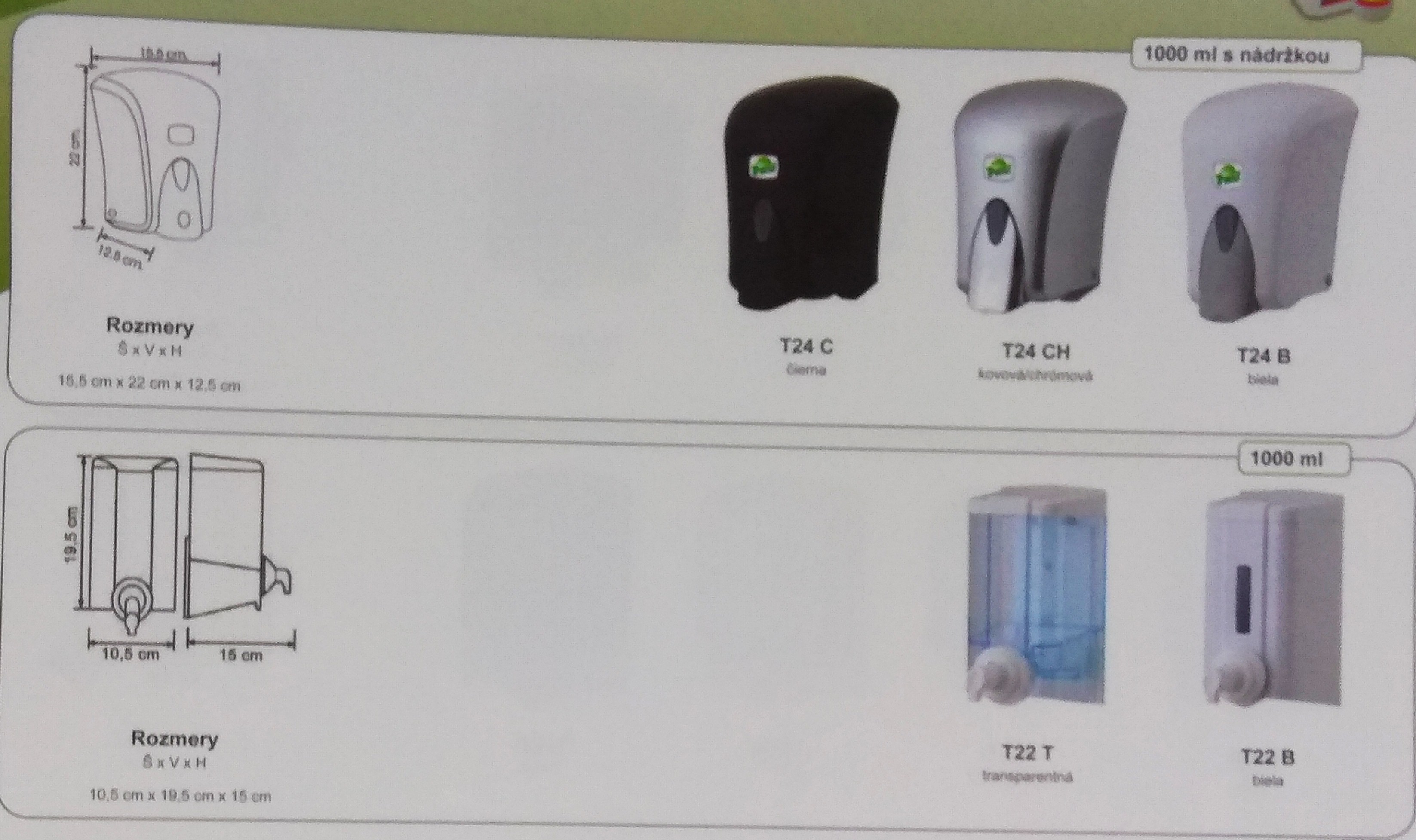 Zásobník T24 C na penové mydlo 1000ml s nádržkou čierny