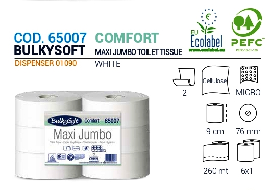 BulkySoft Comfort MAXI Jumbo čistá celulóza 65007, taliansky toaletný papier, 